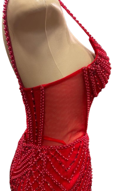 Beaded Mermaid Prom Dress Illusion Corset Gown with Rhinestone Detail Evening Dress by CT-2684
