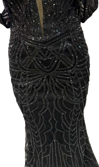 Off-Shoulder Plunging V-Neck Fully Sequin Beaded Lace-Up Back Mermaid Prom Dress by CT-2685