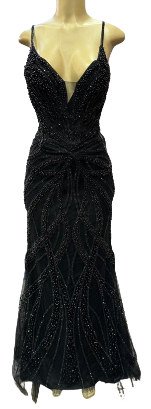 Pearl Beaded Mermaid Prom Dress V-Neck Spaghetti Strap Lace-Up Back Formal Evening Gown by CT-2687