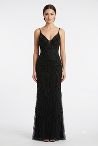 Pearl Beaded Mermaid Prom Dress V-Neck Spaghetti Strap Lace-Up Back Formal Evening Gown by CT-2687