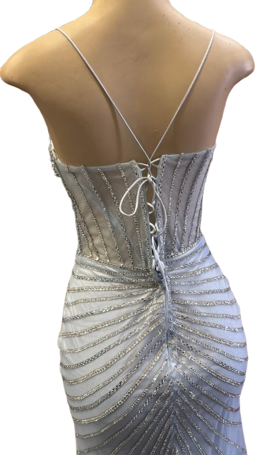 Sweetheart Spaghetti Strap Fully Beaded Illusion Corset Mermaid Slit Prom Dress by CT-2688