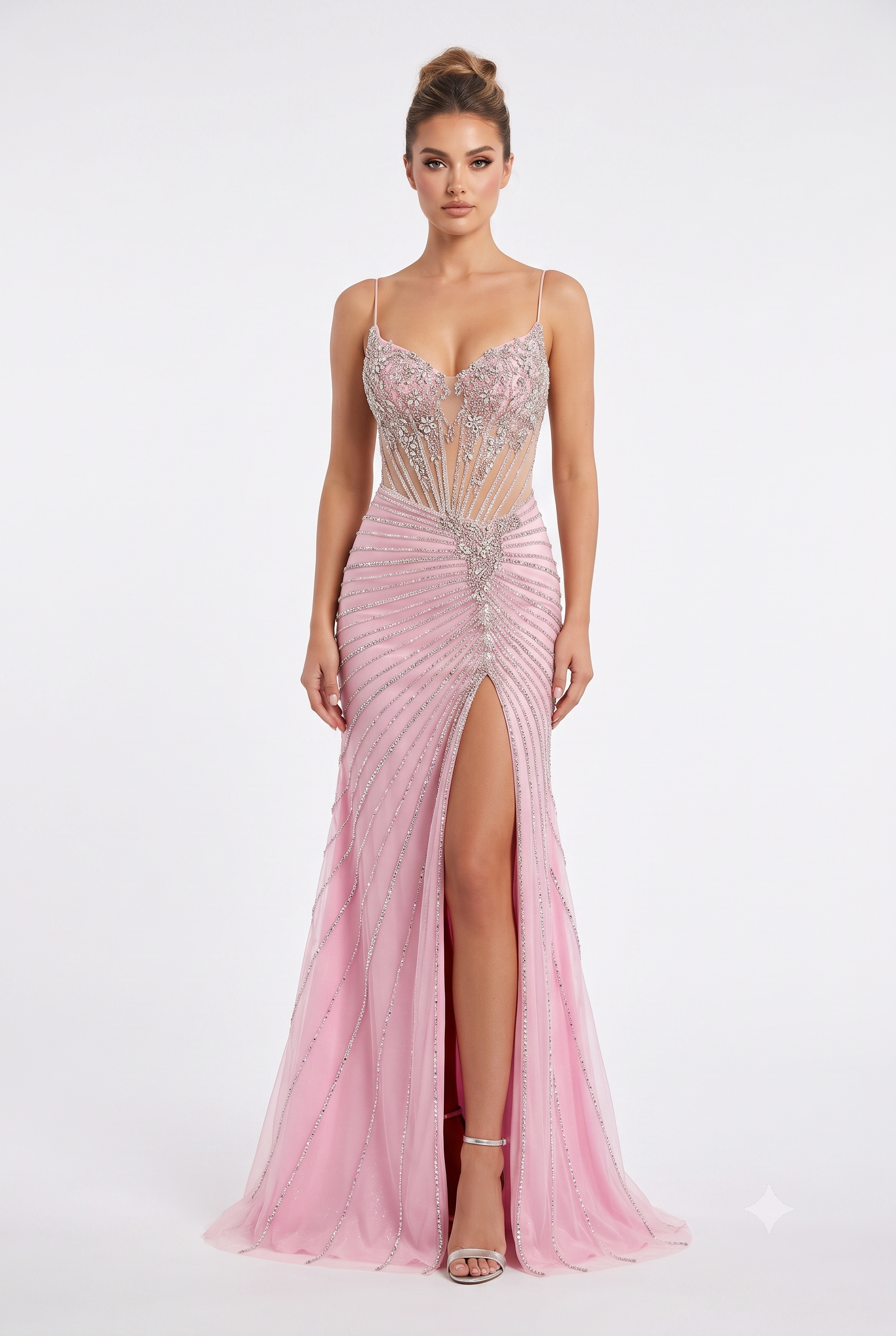 Spaghetti Strap Mermaid Slit Dress by CT-2688