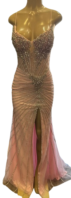 Sweetheart Spaghetti Strap Fully Beaded Illusion Corset Mermaid Slit Prom Dress by CT-2688
