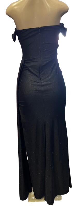 Off-Shoulder Draped Cowl Neckline Ruched Bodice Sheath Slit Floor-Length Evening Gown by CT-2694
