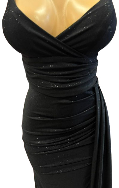 Glitter Ruched Sheath Prom Dress with Lace-Up Corset Back & Thigh Slit Evening Gown by Ct-2695