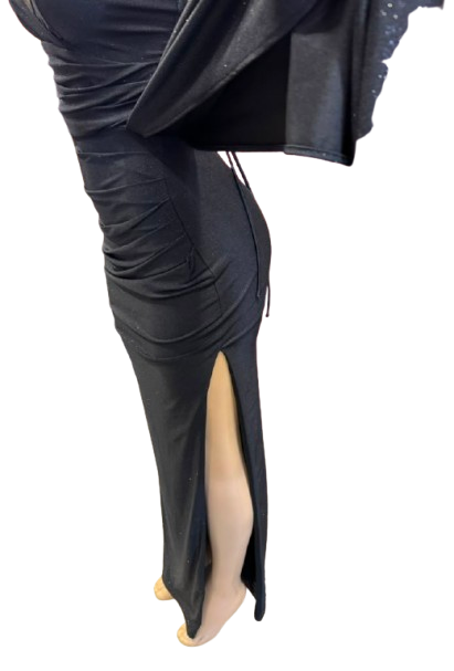 Glitter Ruched Sheath Prom Dress with Lace-Up Corset Back & Thigh Slit Evening Gown by Ct-2695