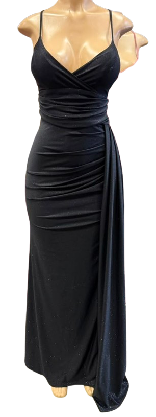 Glitter Ruched Sheath Prom Dress with Lace-Up Corset Back & Thigh Slit Evening Gown by Ct-2695