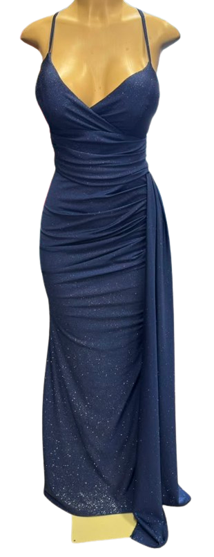 Glitter Ruched Sheath Prom Dress with Lace-Up Corset Back & Thigh Slit Evening Gown by Ct-2695