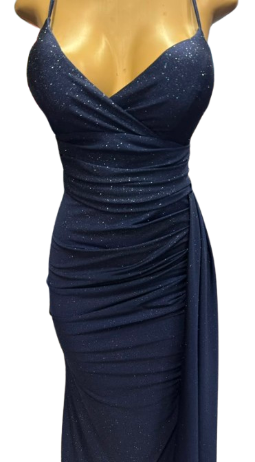 Glitter Ruched Sheath Prom Dress with Lace-Up Corset Back & Thigh Slit Evening Gown by Ct-2695