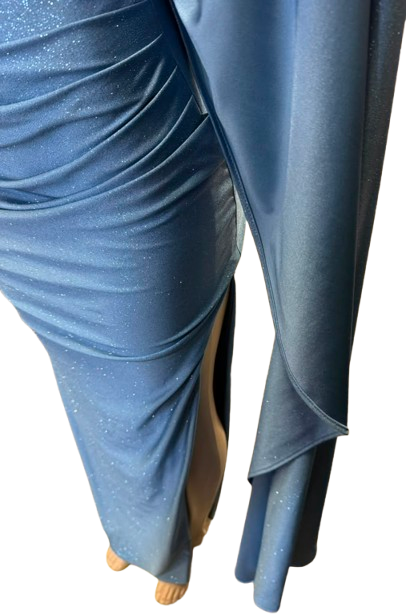 Glitter Ruched Sheath Prom Dress with Lace-Up Corset Back & Thigh Slit Evening Gown by Ct-2695