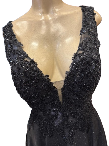 Beaded Lace Prom Gown with Illusion Neckline and Cap Sleeves A-Line Evening Dress by CT-2698