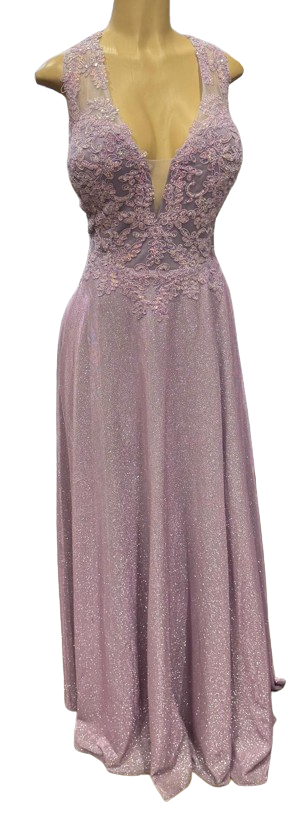 Beaded Lace Prom Gown with Illusion Neckline and Cap Sleeves A-Line Evening Dress by CT-2698