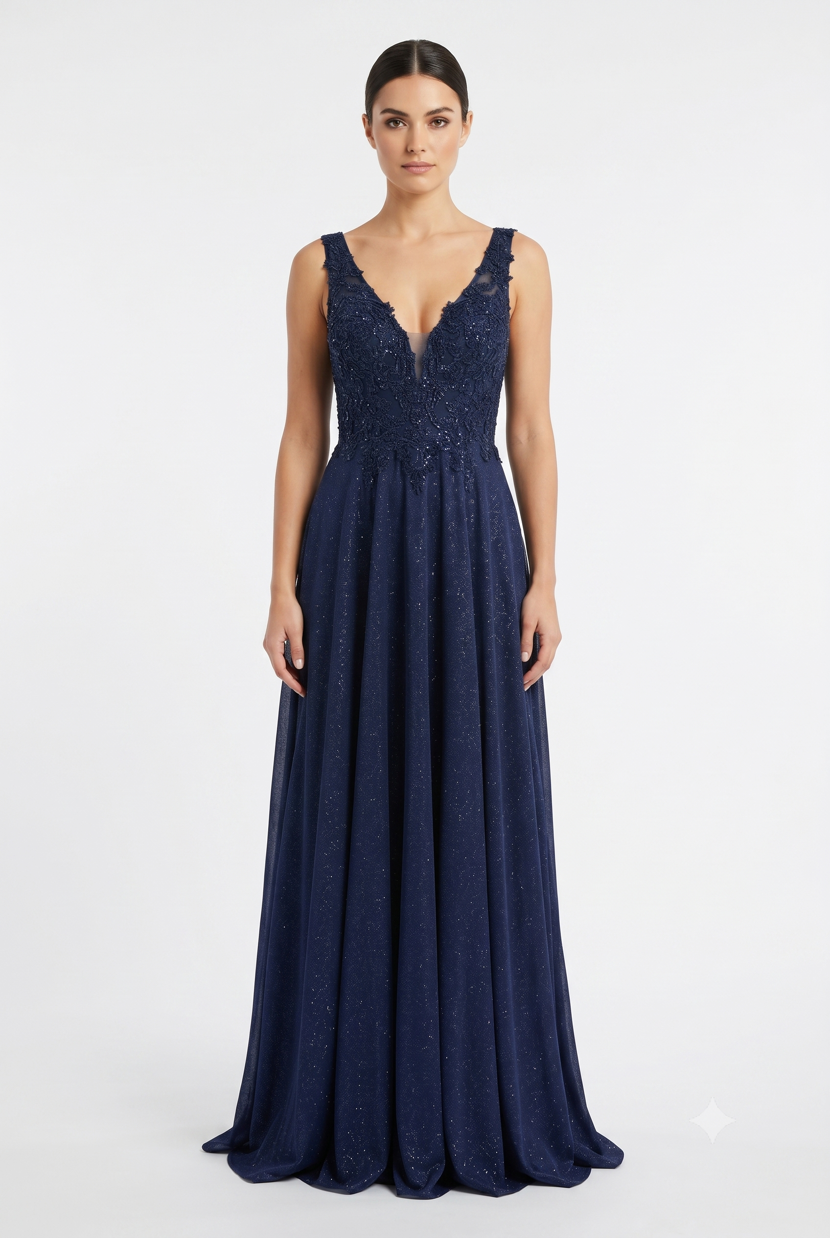 Beaded Lace Prom Gown with Illusion Neckline and Cap Sleeves A-Line Evening Dress by CT-2698