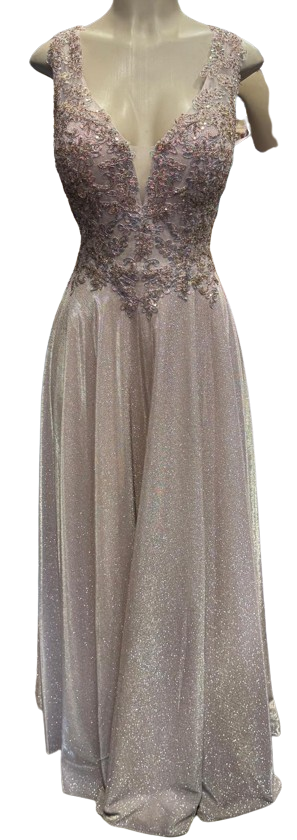 Beaded Lace Prom Gown with Illusion Neckline and Cap Sleeves A-Line Evening Dress by CT-2698