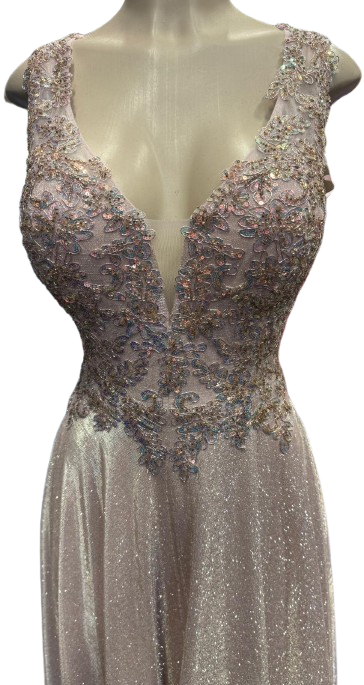 Beaded Lace Prom Gown with Illusion Neckline and Cap Sleeves A-Line Evening Dress by CT-2698