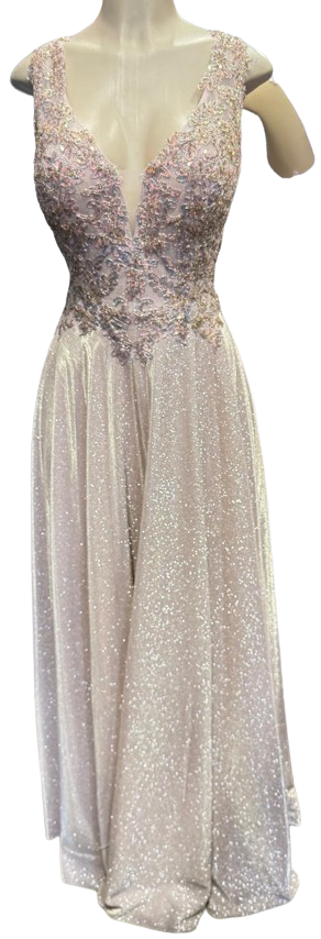Beaded Lace Prom Gown with Illusion Neckline and Cap Sleeves A-Line Evening Dress by CT-2698