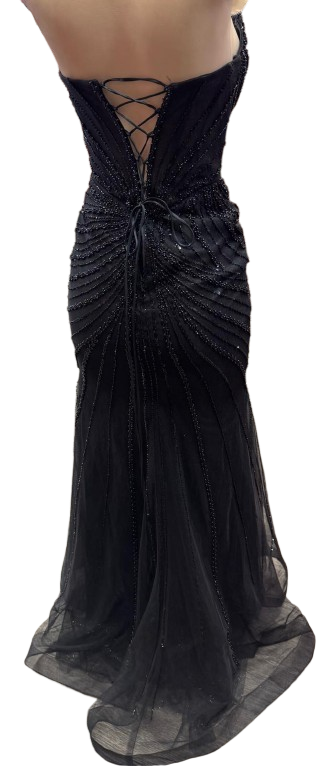 Beaded Mermaid Prom Dress Strapless Rhinestone & Pearl Long Formal Gown with Slit by CT-2710