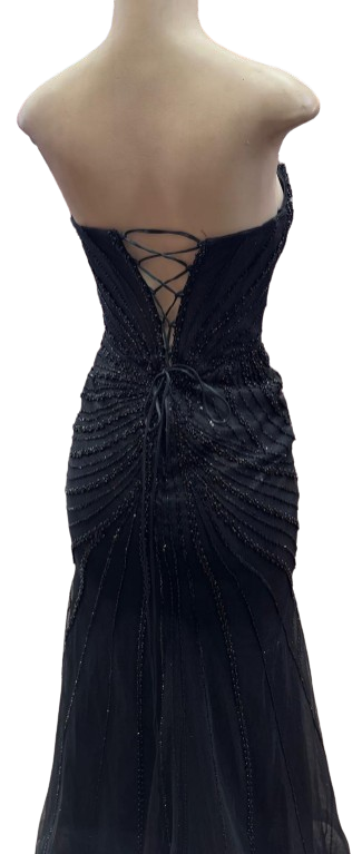 Beaded Mermaid Prom Dress Strapless Rhinestone & Pearl Long Formal Gown with Slit by CT-2710