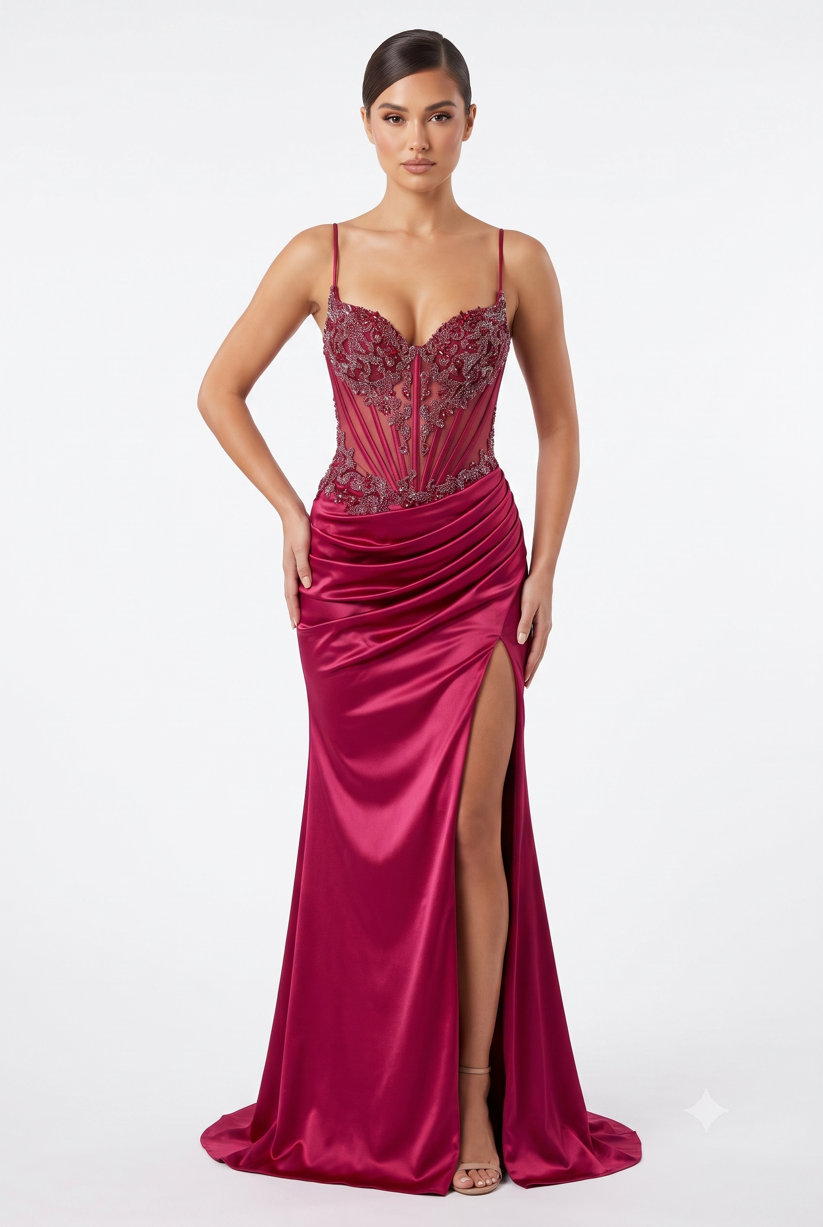 Spaghetti Strap Mermaid Satin Dress by CT-2713
