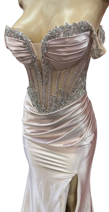 Strapless Corset Mermaid Prom Dress with Rhinestone Beading & Lace-Up Back Evening Gown by CT-2714