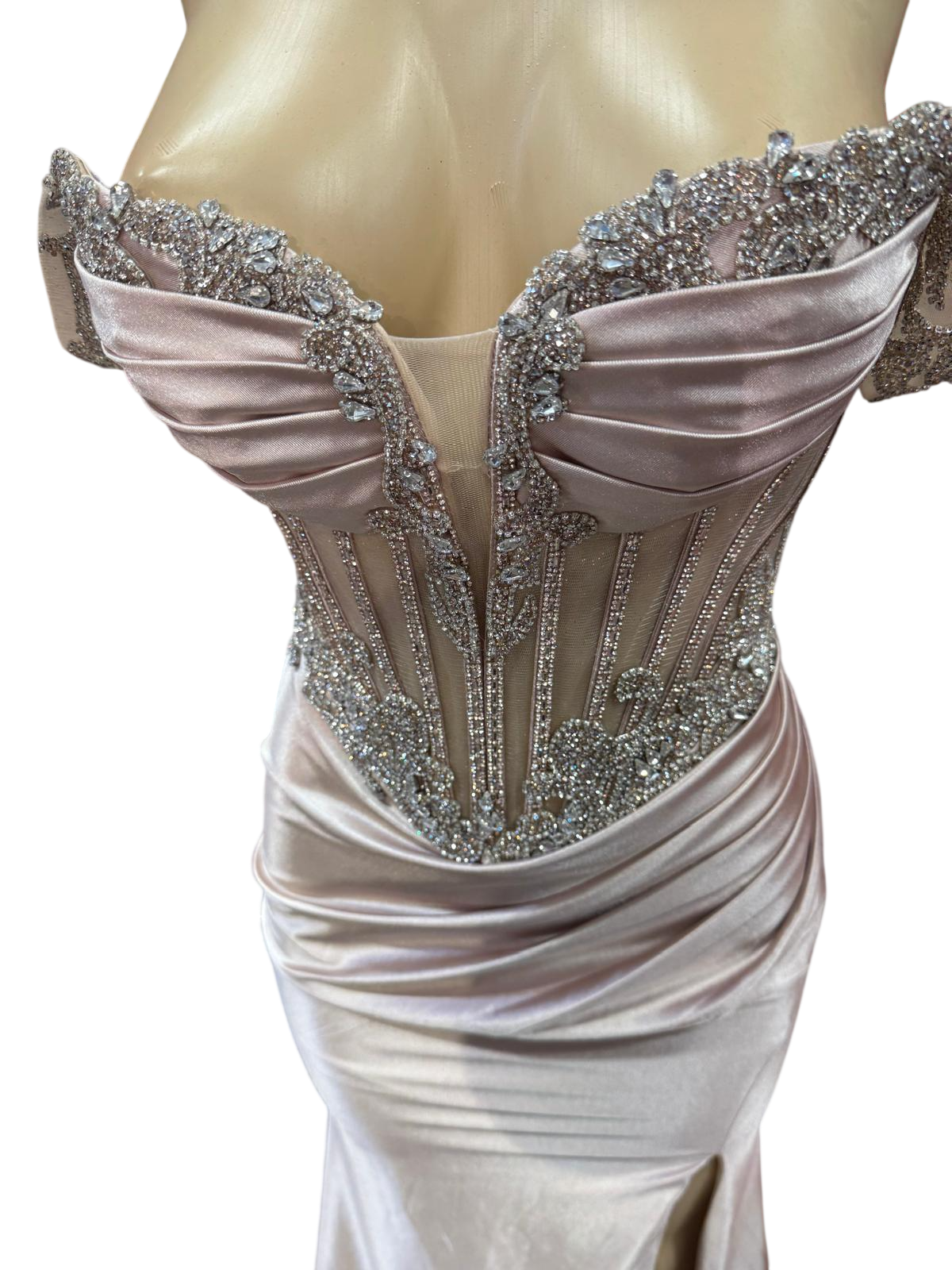 Strapless Corset Mermaid Prom Dress with Rhinestone Beading & Lace-Up Back Evening Gown by CT-2714