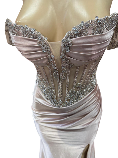 Strapless Corset Mermaid Prom Dress with Rhinestone Beading & Lace-Up Back Evening Gown by CT-2714
