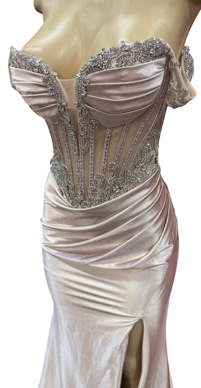 Strapless Corset Mermaid Prom Dress with Rhinestone Beading & Lace-Up Back Evening Gown by CT-2714