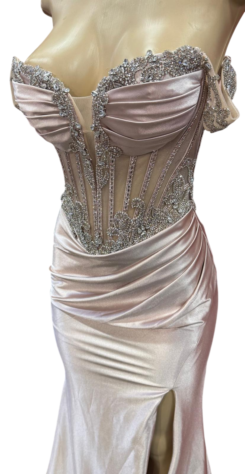 Strapless Corset Mermaid Prom Dress with Rhinestone Beading & Lace-Up Back Evening Gown by CT-2714