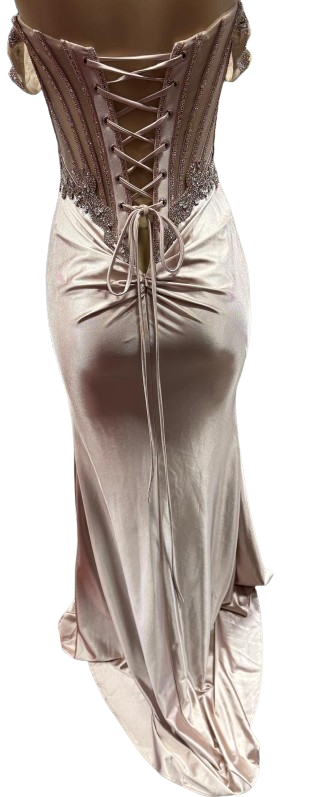 Strapless Corset Mermaid Prom Dress with Rhinestone Beading & Lace-Up Back Evening Gown by CT-2714