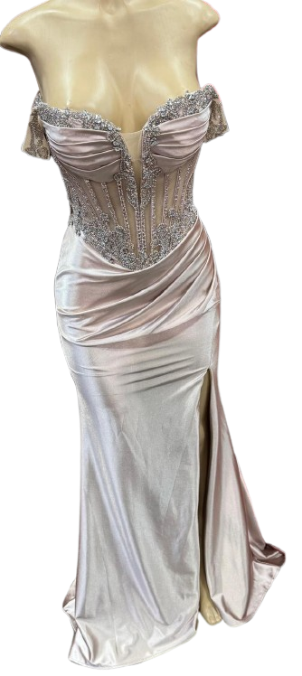 Strapless Corset Mermaid Prom Dress with Rhinestone Beading & Lace-Up Back Evening Gown by CT-2714
