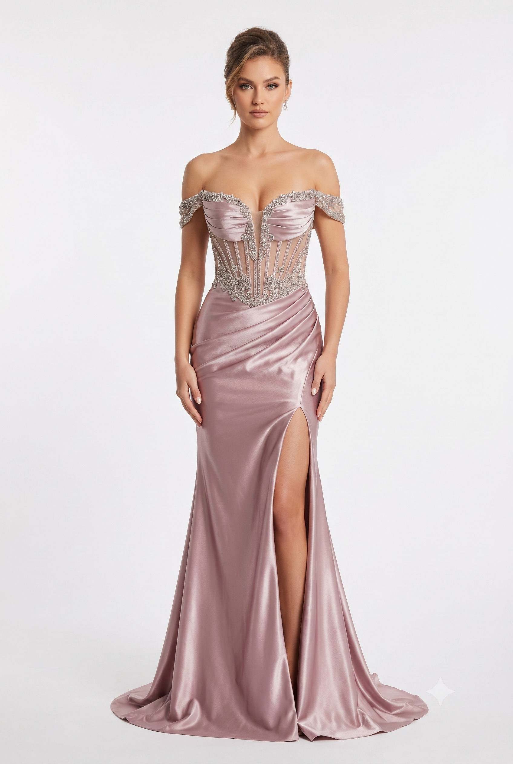 Strapless Corset Mermaid Prom Dress with Rhinestone Beading & Lace-Up Back Evening Gown by CT-2714