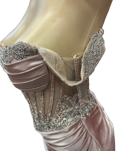 Strapless Corset Mermaid Prom Dress with Rhinestone Beading & Lace-Up Back Evening Gown by CT-2714