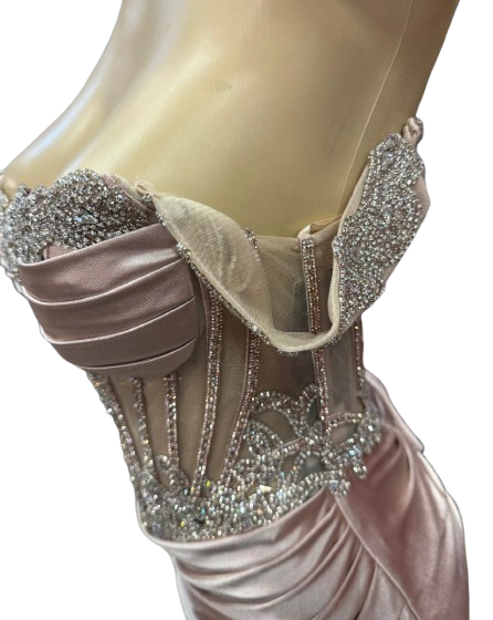 Strapless Corset Mermaid Prom Dress with Rhinestone Beading & Lace-Up Back Evening Gown by CT-2714