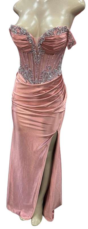 Strapless Corset Mermaid Prom Dress with Rhinestone Beading & Lace-Up Back Evening Gown by CT-2714