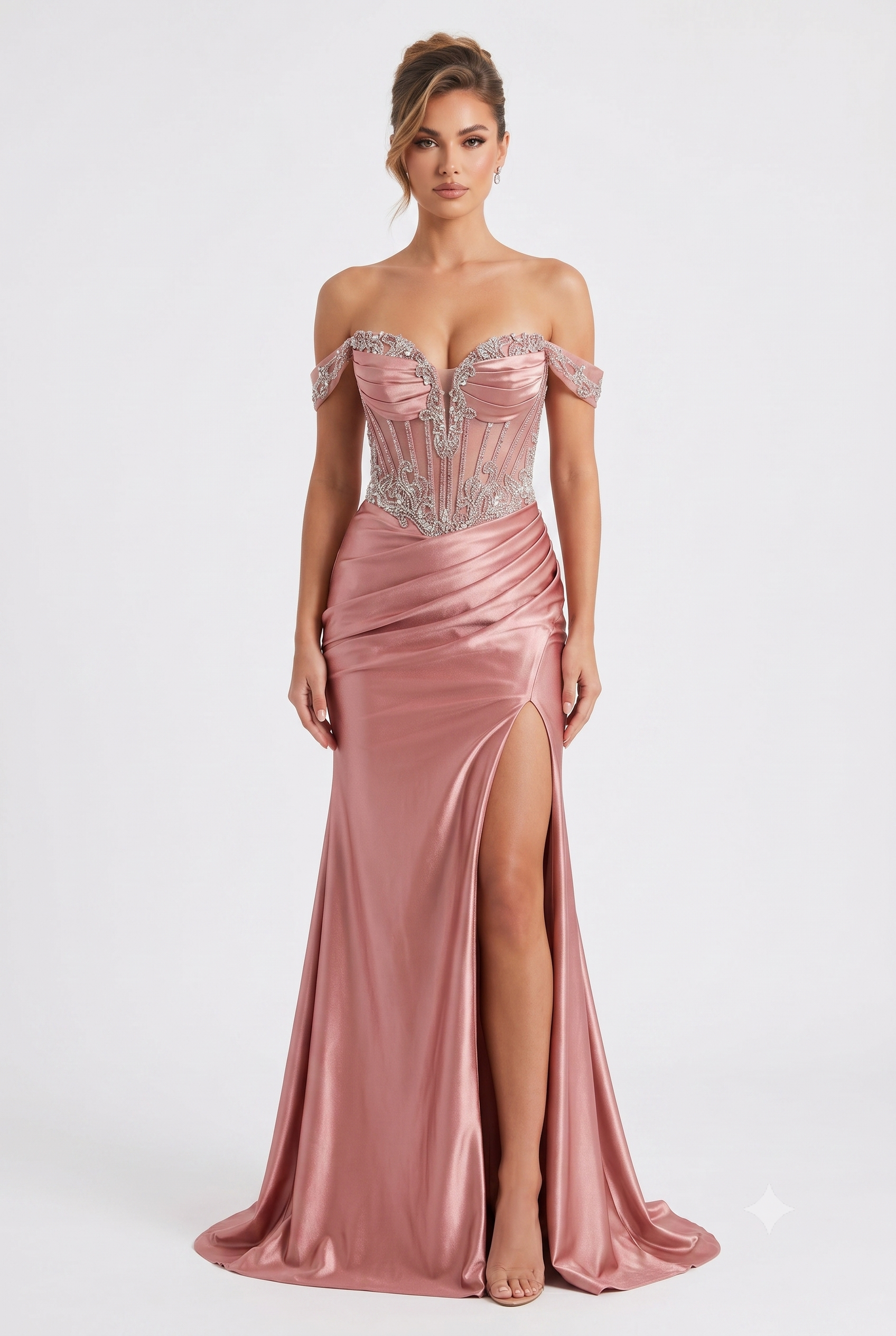 Strapless Corset Mermaid Prom Dress with Rhinestone Beading & Lace-Up Back Evening Gown by CT-2714