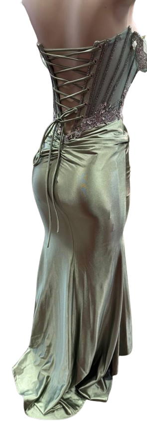Strapless Corset Mermaid Prom Dress with Rhinestone Beading & Lace-Up Back Evening Gown by CT-2714