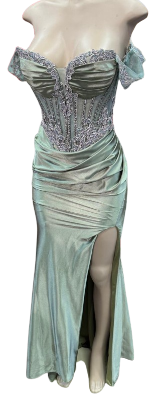 Strapless Corset Mermaid Prom Dress with Rhinestone Beading & Lace-Up Back Evening Gown by CT-2714