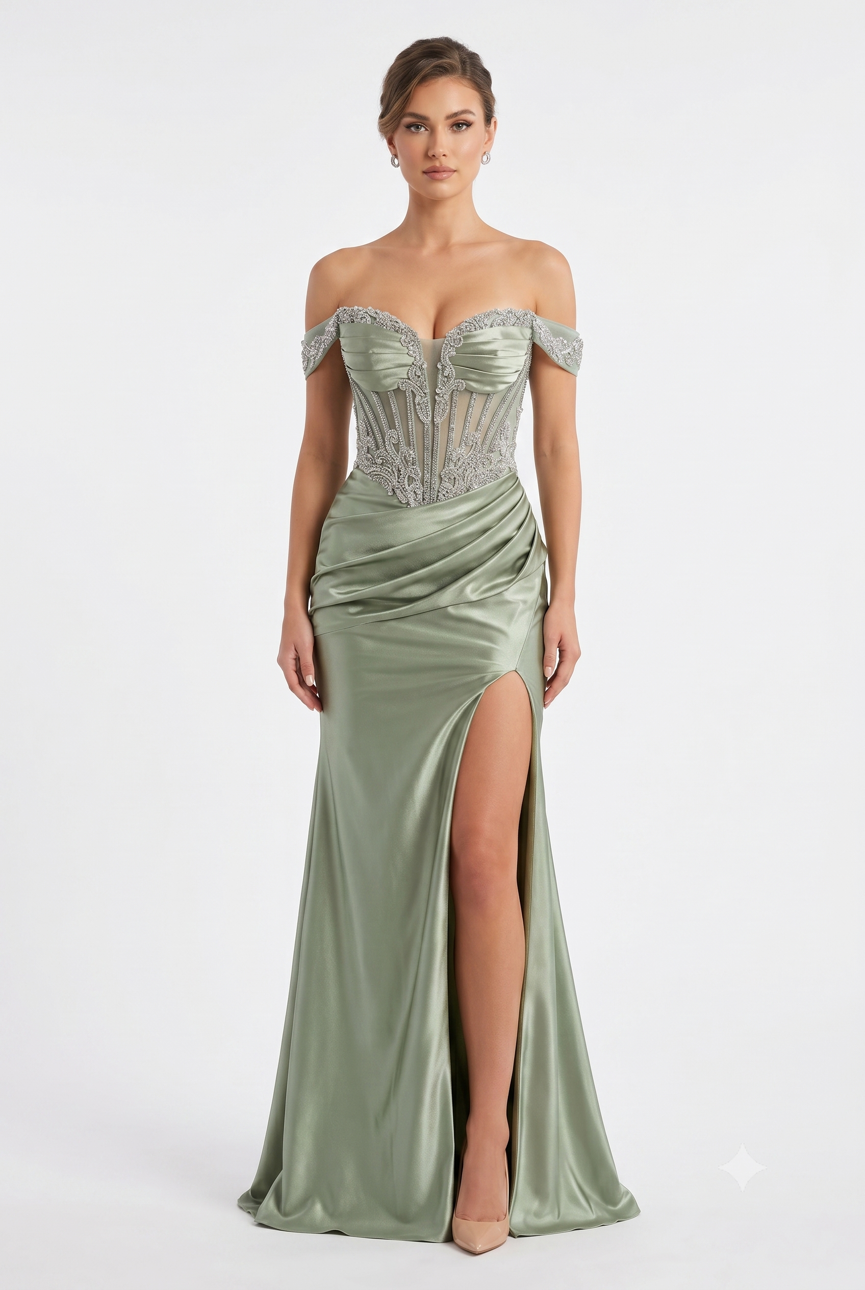 Strapless Corset Mermaid Prom Dress with Rhinestone Beading & Lace-Up Back Evening Gown by CT-2714