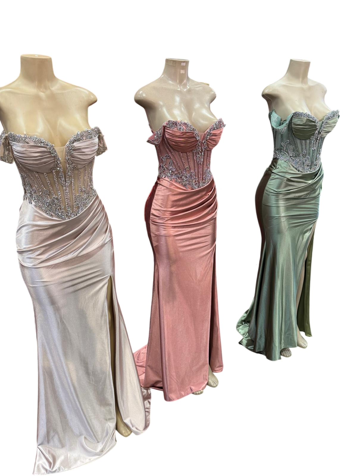 Strapless Corset Mermaid Prom Dress with Rhinestone Beading & Lace-Up Back Evening Gown by CT-2714