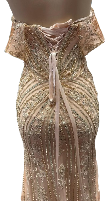 Off-Shoulder Beaded Mermaid Prom Dress with Corset Back & Removable Straps Sequin Lace by CT-2727