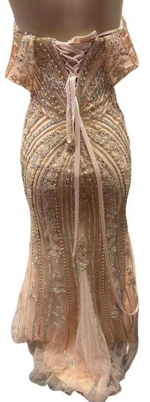 Off-Shoulder Beaded Mermaid Prom Dress with Corset Back & Removable Straps Sequin Lace by CT-2727