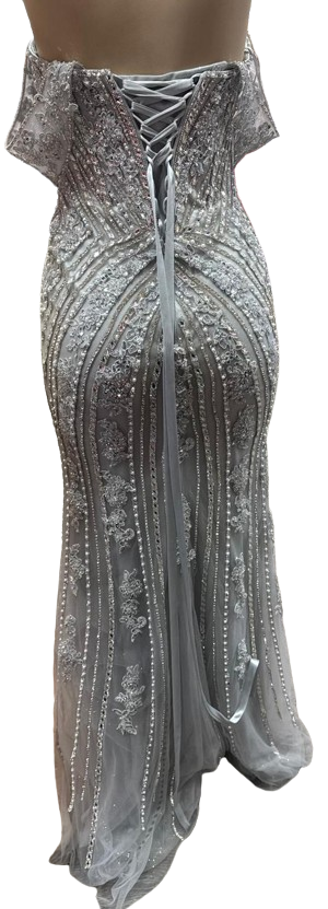 Off-Shoulder Beaded Mermaid Prom Dress with Corset Back & Removable Straps Sequin Lace by CT-2727