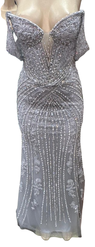 Off-Shoulder Beaded Mermaid Prom Dress with Corset Back & Removable Straps Sequin Lace by CT-2727