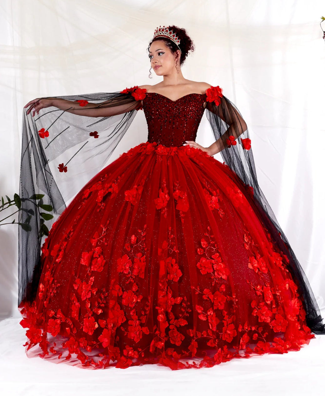 off shoulder cape sleeve dress Off-Shoulder Quinceanera Dress Cape Sleeve Ball Gown by Calla SCL30014
