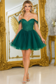 Dancing Queen 3405 – Sparkling Sequined Off-Shoulder Short A-Line Dress
