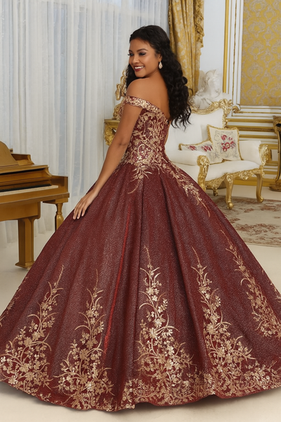 Plus Size Ball Gown in Burgundy | Formal Quinceanera Dress by LK220