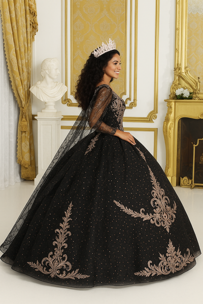 Plus Size Ball Gown in Black | Formal Quinceanera Dress by LK218