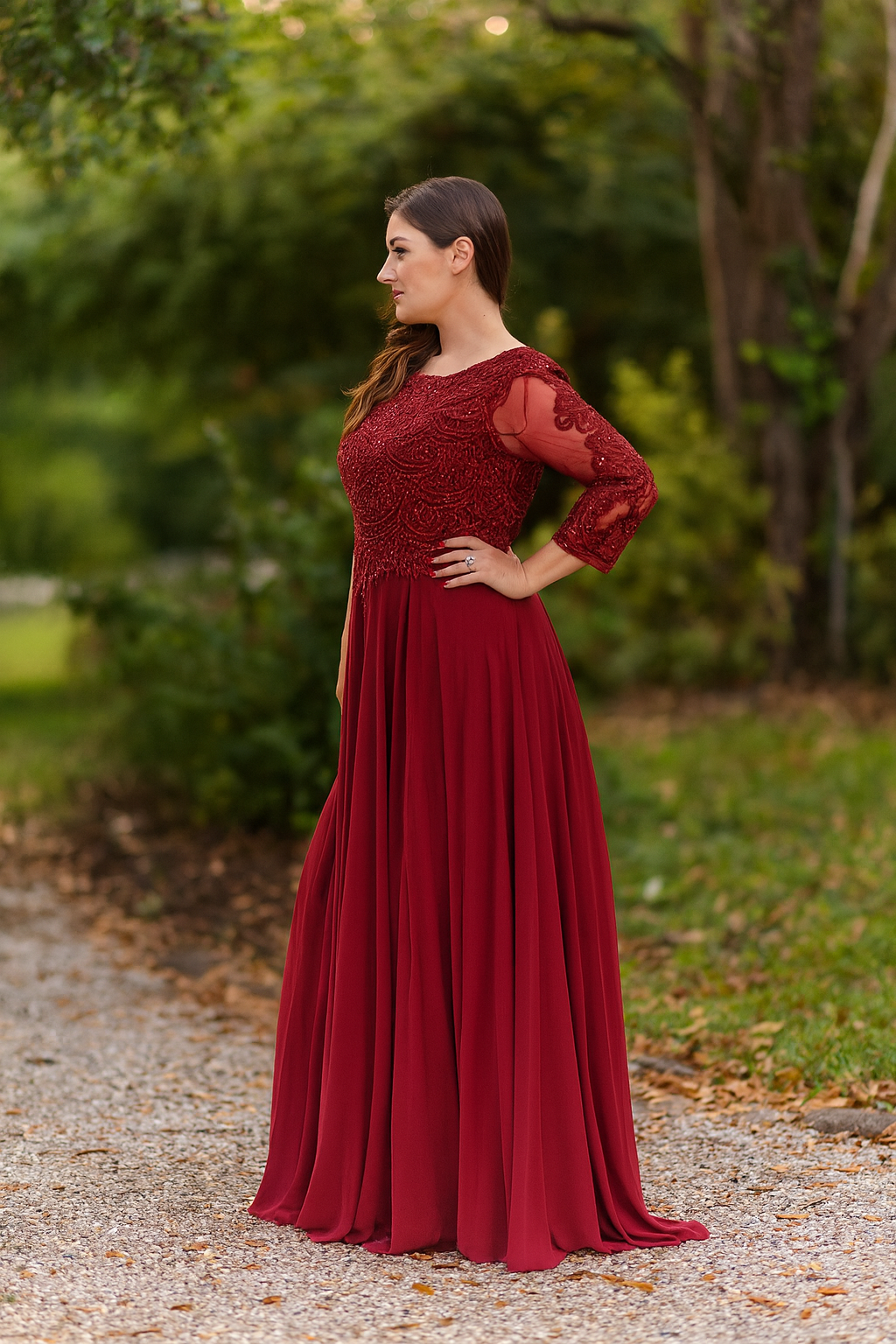 May Queen MQ1615N Embroidered Long Plus Size Mother Of Bride Dress