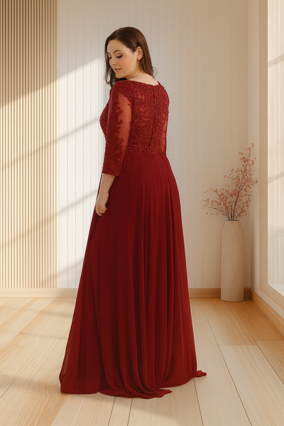 May Queen MQ1615N Embroidered Long Plus Size Mother Of Bride Dress