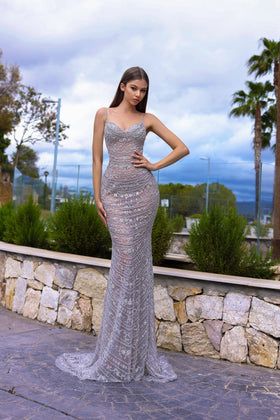 Chic and Holland HF110350 Off-the-Shoulder Sweetheart Beaded Prom Gown with Train